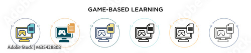 Game-based learning icon in filled, thin line, outline and stroke style. Vector illustration of two colored and black game-based learning vector icons designs can be used for mobile, ui, web