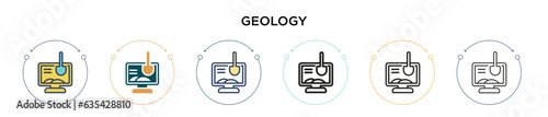 Geology icon in filled, thin line, outline and stroke style. Vector illustration of two colored and black geology vector icons designs can be used for mobile, ui, web
