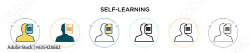 Self-learning icon in filled, thin line, outline and stroke style. Vector illustration of two colored and black self-learning vector icons designs can be used for mobile, ui, web