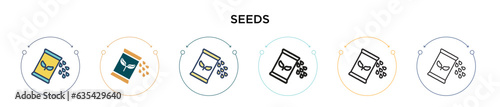 Seeds icon in filled, thin line, outline and stroke style. Vector illustration of two colored and black seeds vector icons designs can be used for mobile, ui, web