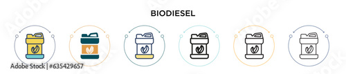 Biodiesel icon in filled, thin line, outline and stroke style. Vector illustration of two colored and black biodiesel vector icons designs can be used for mobile, ui, web