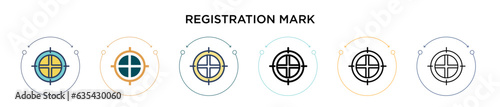 Registration mark icon in filled, thin line, outline and stroke style. Vector illustration of two colored and black registration mark vector icons designs can be used for mobile, ui, web