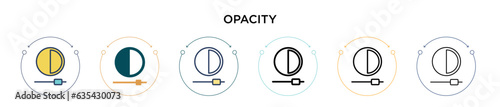 Opacity icon in filled, thin line, outline and stroke style. Vector illustration of two colored and black opacity vector icons designs can be used for mobile, ui, web