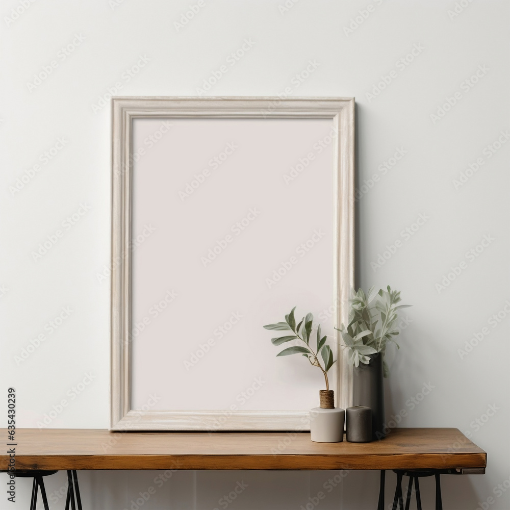 mockup blank photo frame on table. AI Generated Images