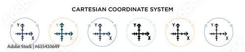 Cartesian coordinate system icon in filled  thin line  outline and stroke style. Vector illustration of two colored and black cartesian coordinate system vector icons designs can be used for mobile 