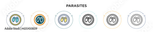 Parasites icon in filled, thin line, outline and stroke style. Vector illustration of two colored and black parasites vector icons designs can be used for mobile, ui, web