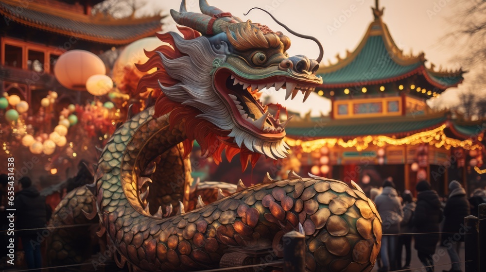 Obraz premium Chinese new year of the green wooden dragon