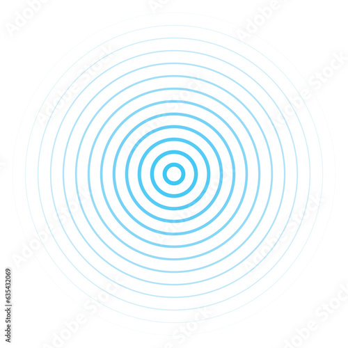 Blue radio station signal. Sound wave background. Circle spin vector background. Vector icon.