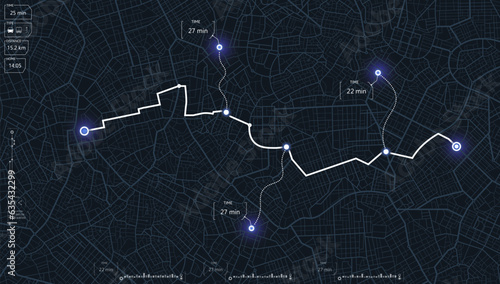 Street roads and location, GPS navigator screen. Decorative graphic tourist map. Street roads and location, multiple destinations. Abstract vector transportation background. Vector, illustration.