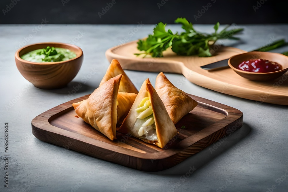 samosa and souce generated by AI samosa and souce generated by AI