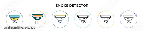 Smoke detector icon in filled, thin line, outline and stroke style. Vector illustration of two colored and black smoke detector vector icons designs can be used for mobile, ui, web