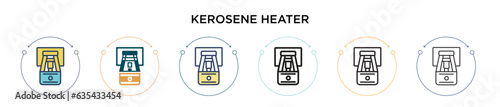 Kerosene heater icon in filled, thin line, outline and stroke style. Vector illustration of two colored and black kerosene heater vector icons designs can be used for mobile, ui, web