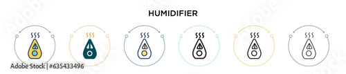 Humidifier icon in filled, thin line, outline and stroke style. Vector illustration of two colored and black humidifier vector icons designs can be used for mobile, ui, web
