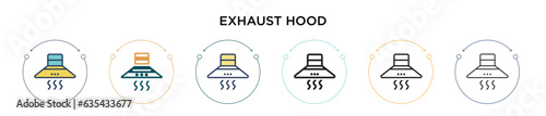 Exhaust hood icon in filled, thin line, outline and stroke style. Vector illustration of two colored and black exhaust hood vector icons designs can be used for mobile, ui, web