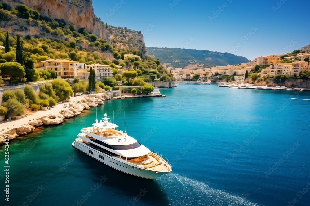 Exquisite Yachts Grace the French Riviera. Generative AI