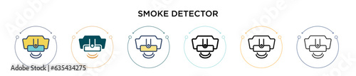 Smoke detector icon in filled, thin line, outline and stroke style. Vector illustration of two colored and black smoke detector vector icons designs can be used for mobile, ui, web