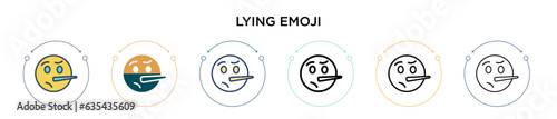 Lying emoji icon in filled, thin line, outline and stroke style. Vector illustration of two colored and black lying emoji vector icons designs can be used for mobile, ui, web