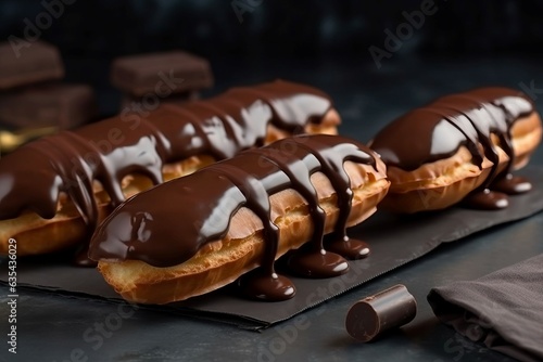 Eclairs chocolate. Generate Ai