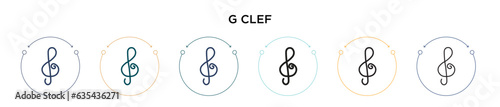 G clef icon in filled, thin line, outline and stroke style. Vector illustration of two colored and black g clef vector icons designs can be used for mobile, ui, web