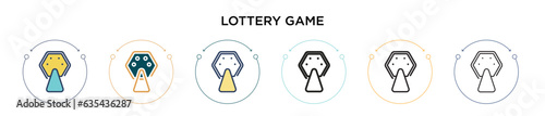 Lottery game icon in filled, thin line, outline and stroke style. Vector illustration of two colored and black lottery game vector icons designs can be used for mobile, ui, web
