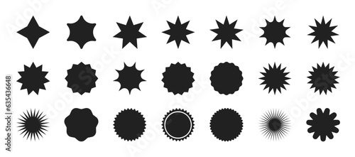 Star explosion sticker set. Retro flat style silhouette design for promotion, banner, poster, tags