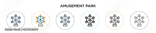 Amusement park icon in filled, thin line, outline and stroke style. Vector illustration of two colored and black amusement park vector icons designs can be used for mobile, ui, web
