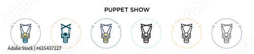 Puppet show icon in filled, thin line, outline and stroke style. Vector illustration of two colored and black puppet show vector icons designs can be used for mobile, ui, web
