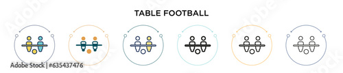 Table football icon in filled, thin line, outline and stroke style. Vector illustration of two colored and black table football vector icons designs can be used for mobile, ui, web