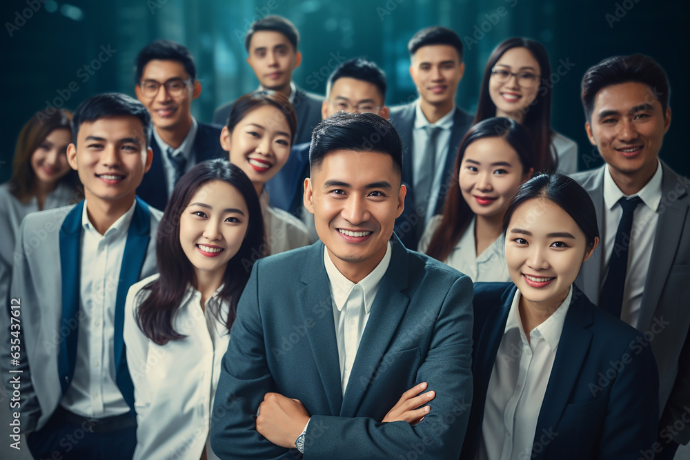 Confident international business team in powerful poses, wearing suits, showcases unity and professionalism. Smiles capture a portrait of success in a modern office. Generative AI. Confident international business team in powerful poses, wearing suits, showcases unity and professionalism. Smiles capture a portrait of success in a modern office. Generative AI.