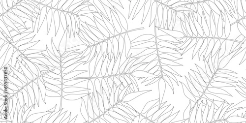 outline fern leaves seamless pattern