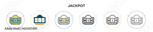 Jackpot icon in filled, thin line, outline and stroke style. Vector illustration of two colored and black jackpot vector icons designs can be used for mobile, ui, web
