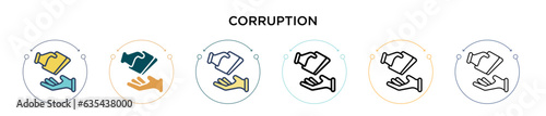Corruption icon in filled, thin line, outline and stroke style. Vector illustration of two colored and black corruption vector icons designs can be used for mobile, ui, web
