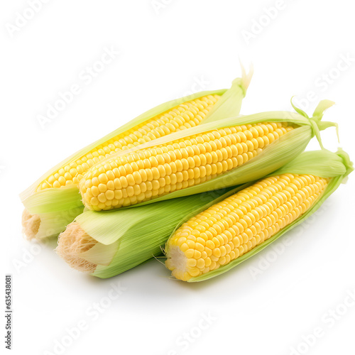 Corn cobs on a white background
