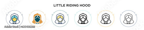 Little red riding hood icon in filled, thin line, outline and stroke style. Vector illustration of two colored and black little red riding hood vector icons designs can be used for mobile, ui, web