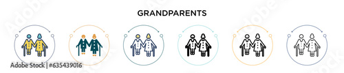 Grandparents icon in filled  thin line  outline and stroke style. Vector illustration of two colored and black grandparents vector icons designs can be used for mobile  ui  web