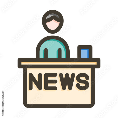 News Anchor  Vector Thick Line Filled Colors Icon Design Vector Thick Line Filled Colors Icon Design