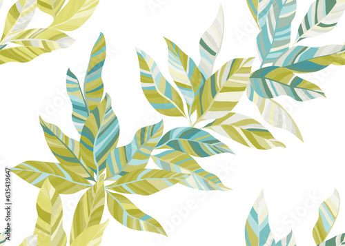 Beautiful shrub leaves repeat pattern vector. Modern organic spring dress fabric print.