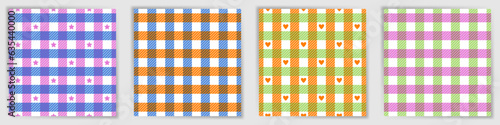 Buffalo check seamless pattern collection. Simple gingham checkered plaid textile print