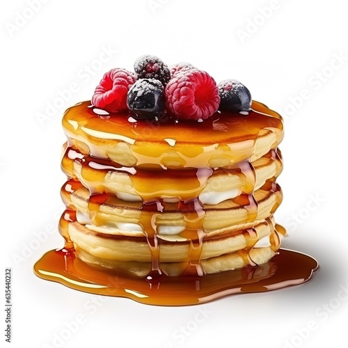 Wallpaper Mural Homemade Pancake with raspberries on a white background. Generative AI Torontodigital.ca
