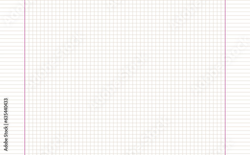 Graph paper. Printable squared grid paper with color horizontal lines. Geometric background for school, textures, notebook, diary. Realistic lined paper blank size reversal A5