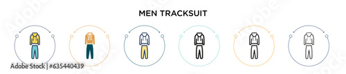 Men tracksuit icon in filled  thin line  outline and stroke style. Vector illustration of two colored and black men tracksuit vector icons designs can be used for mobile  ui  web