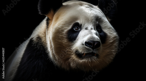 Panda on a black background, created with Generative AI technology.