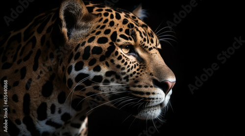 Leopard on a black background, created with Generative AI technology.