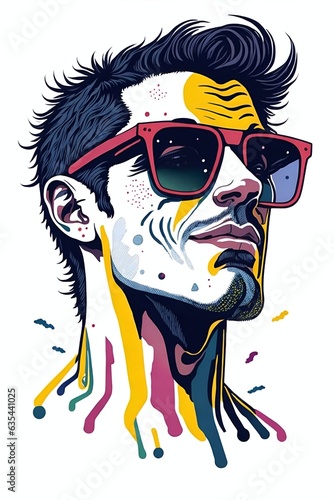 Man with sunglasses. AI generated illustration