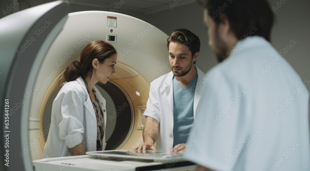 Three doctors conduct a meeting created with the help of Generative AI technology. Three doctors conduct a meeting created with the help of Generative AI technology.