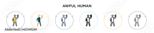 Awful human icon in filled, thin line, outline and stroke style. Vector illustration of two colored and black awful human vector icons designs can be used for mobile, ui, web