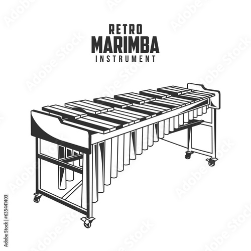 Retro Marimba Instrument Vector Illustration, Mexican Music Instrument Stock Vector