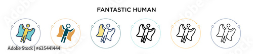Fantastic human icon in filled, thin line, outline and stroke style. Vector illustration of two colored and black fantastic human vector icons designs can be used for mobile, ui, web