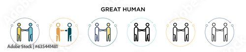 Great human icon in filled, thin line, outline and stroke style. Vector illustration of two colored and black great human vector icons designs can be used for mobile, ui, web