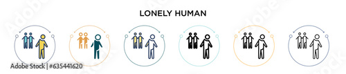 Lonely human icon in filled  thin line  outline and stroke style. Vector illustration of two colored and black lonely human vector icons designs can be used for mobile  ui  web